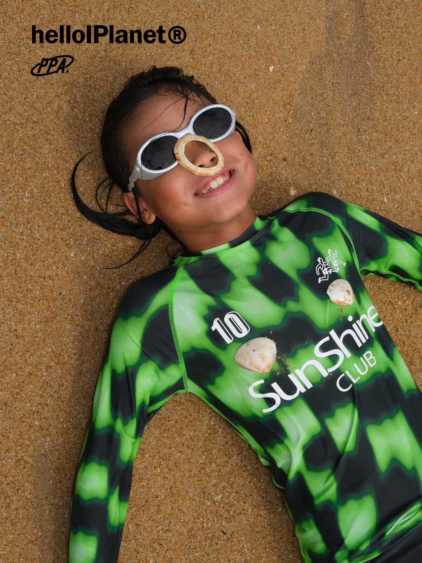 Gradation Long Sleeve Rash Guard Swimsuit Set グラデーション 長袖ラッシュガード ショートパンツ 水着【mh0013621】