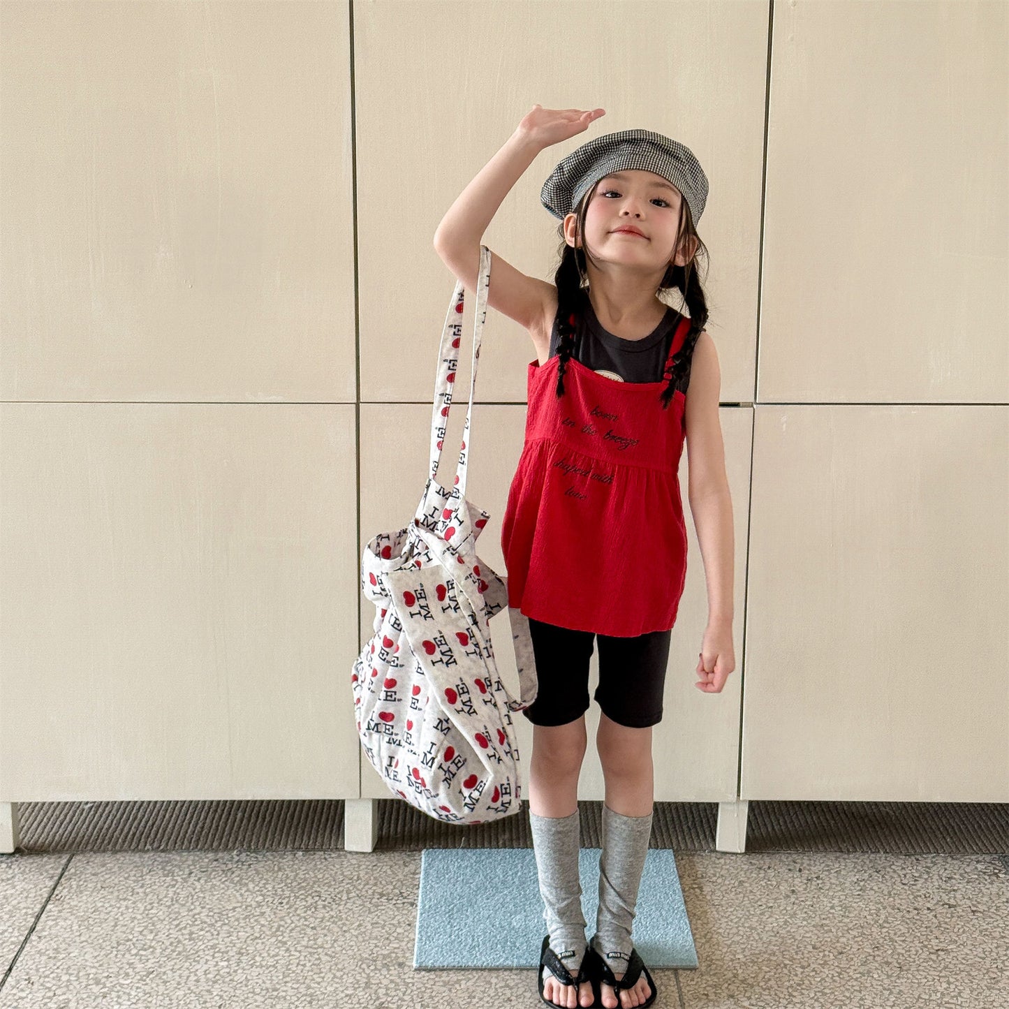 Sleeveless Adjustable Strap Cotton Camisole レタリング ノースリーブキャミソール【mh0013456】
