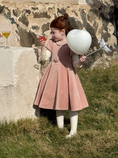 半袖パフスリーブワンピース レトロ クラッシック 発表会 ドレス【mh0011892】