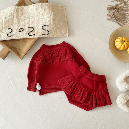 -ポップコーンニットセーター/フリルニットブルマ【mh0010848】 - mamahalo shop - 長袖セットアップ -  べビー服 - 子供服 - 男の子 - 女の子