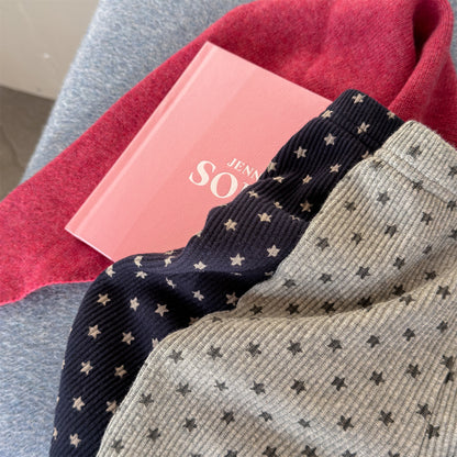 裏起毛リブレギンスパンツ 星スタープリント デイリーパンツ【mh0011908】