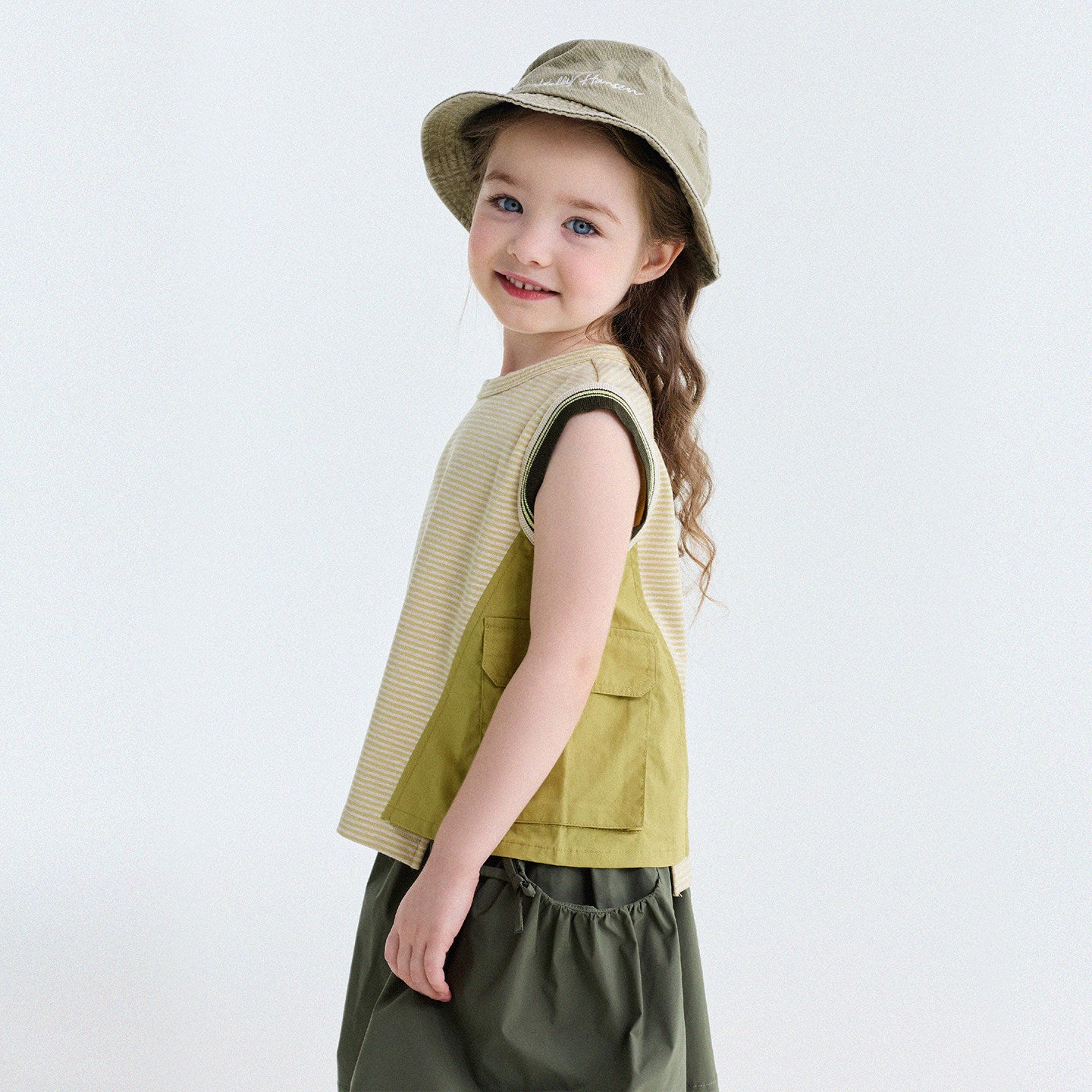 Striped Cargo Vest Cotton T-shirt Camiseta sin mangas de rayas【mh0013203】