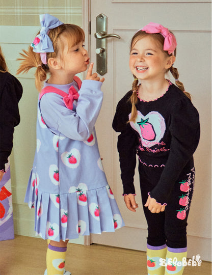 -いちごプリント長袖トップス/フリルレギンス/フリルワンピース/ノースリーブプリーツワンピース【mh0010988】 - mamahalo shop - ノースリーブワンピース -  べビー服 - 子供服 - 男の子 - 女の子