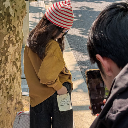 -キャラクタープリントポケットデニムパンツ ワイドパンツ【mh0010808】 - mamahalo shop - デニムパンツ -  べビー服 - 子供服 - 男の子 - 女の子