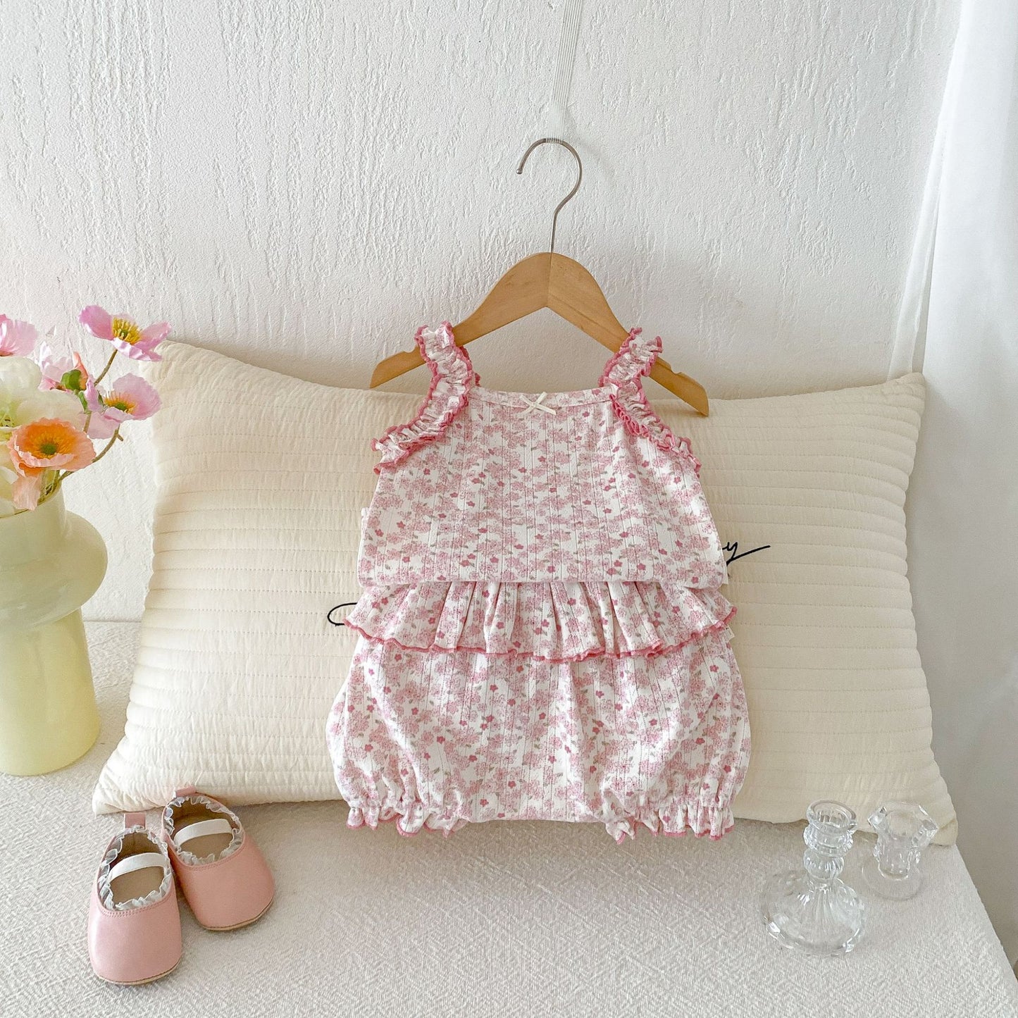 Floral Ruffle Tank Top Shorts Set 小花柄 キャミソールショートパンツ セット【mh0013432】
