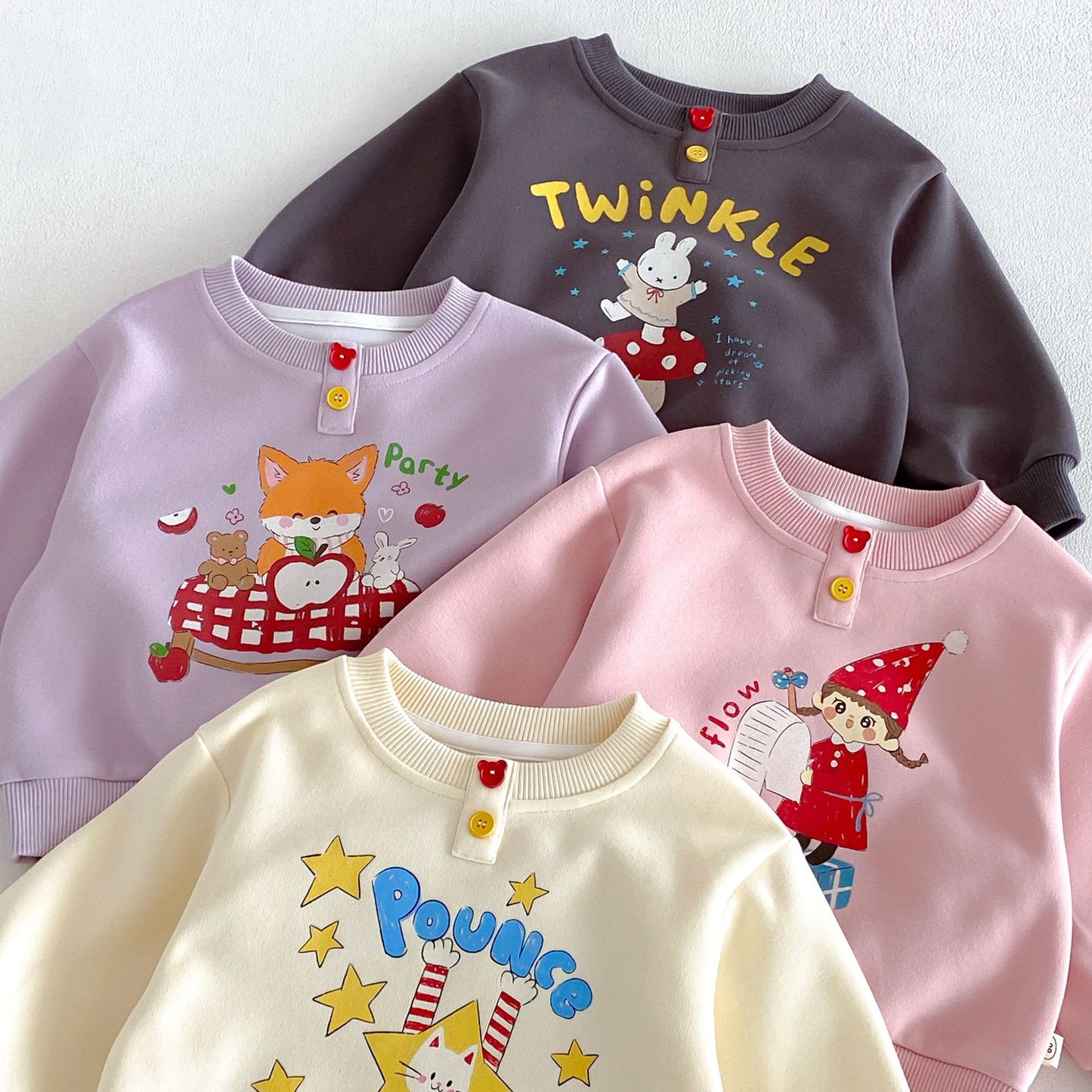 Sudadera de manga larga con estampado de personajes infantiles 【mh0014030】