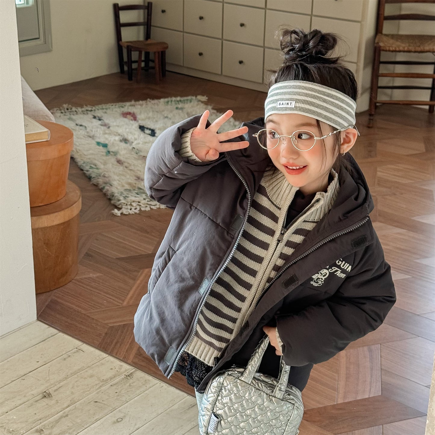 中綿ダウンジャケット パッチワーク アウター コート【mh0011900】