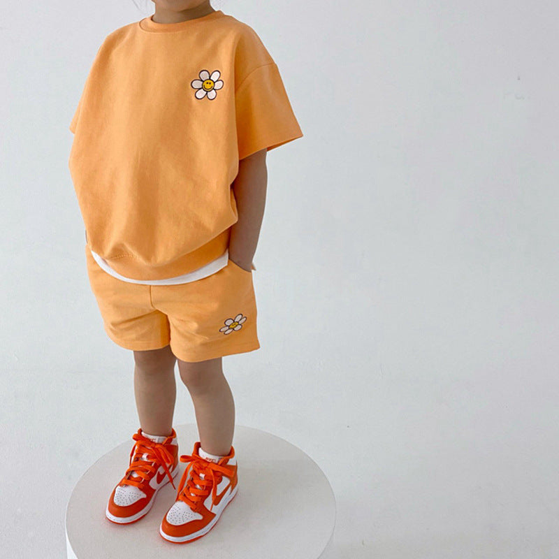 ベビー キッズ プリント 半袖Tシャツ ショートパンツ セット【mh0000766】