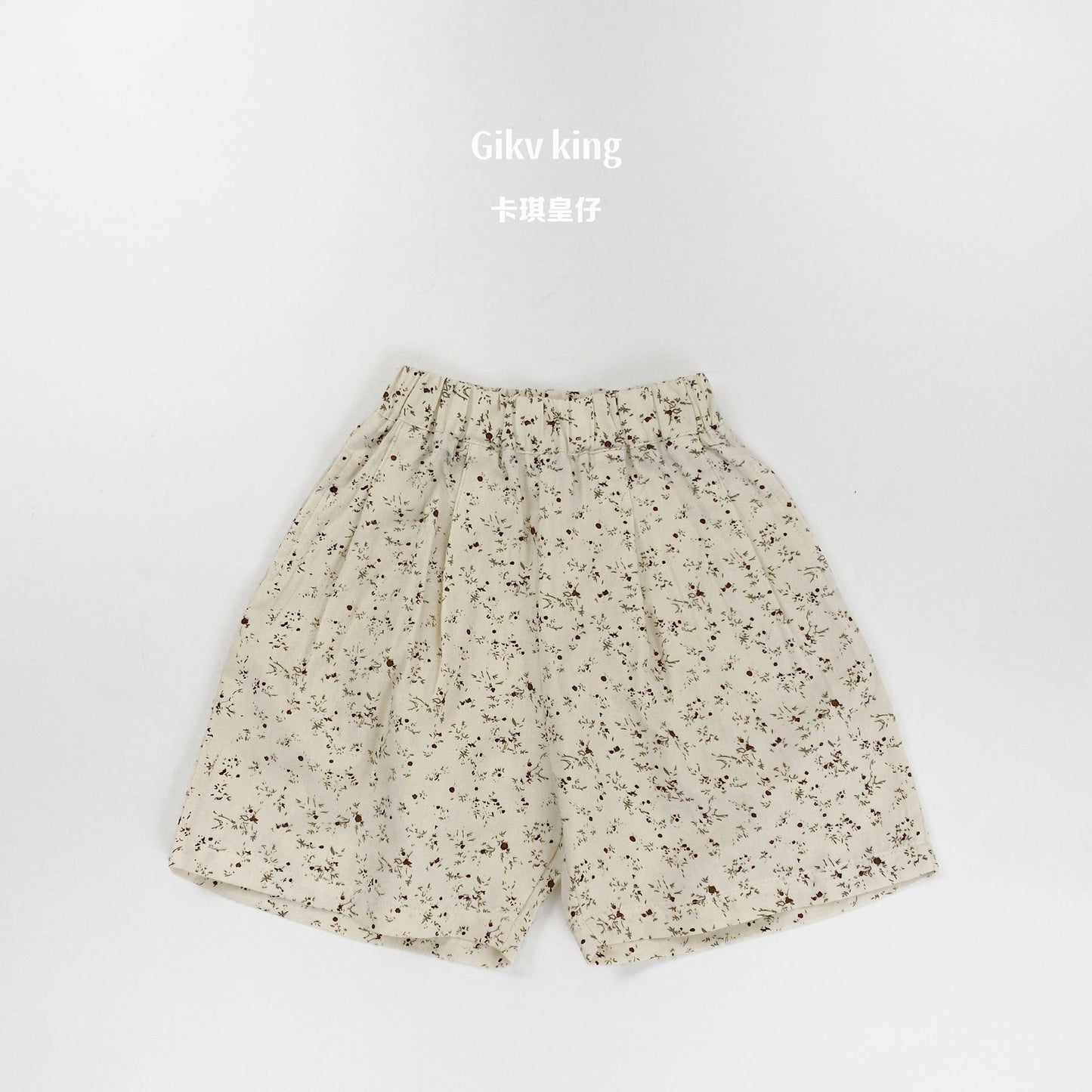 Floral Print Cotton Elastic Waist Shorts 小花柄プリント ハーフパンツ【mh0013480】