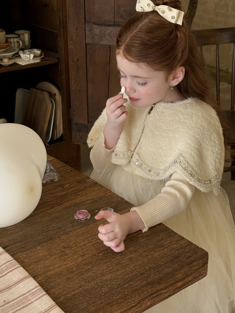 ノースリーブドレスワンピース/ケープ チュールスカート パーティ プリンセス【mh0011879】