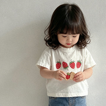 Strawberry Print Crewneck Tee ストロベリー 半袖Tシャツ【mh0013612】