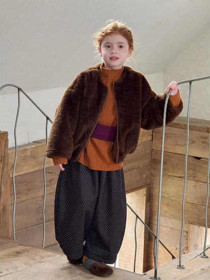 ロングパンツ 水玉ドットプリント ワイドルーズパンツ【mh0011759】