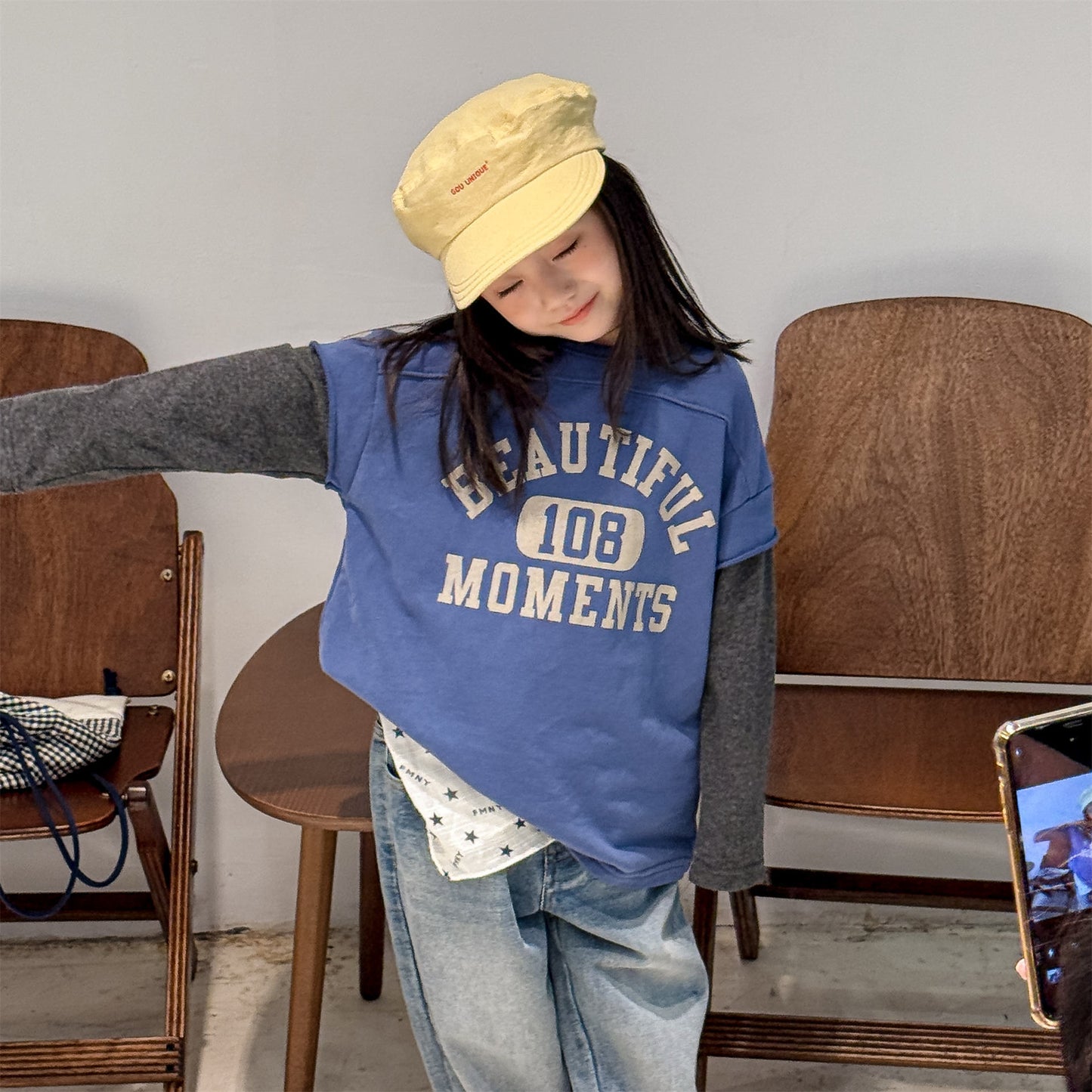 -ロゴプリントベストドッキング長袖Tシャツ スウェット【mh0010806】 - mamahalo shop - 長袖Tシャツ -  べビー服 - 子供服 - 男の子 - 女の子