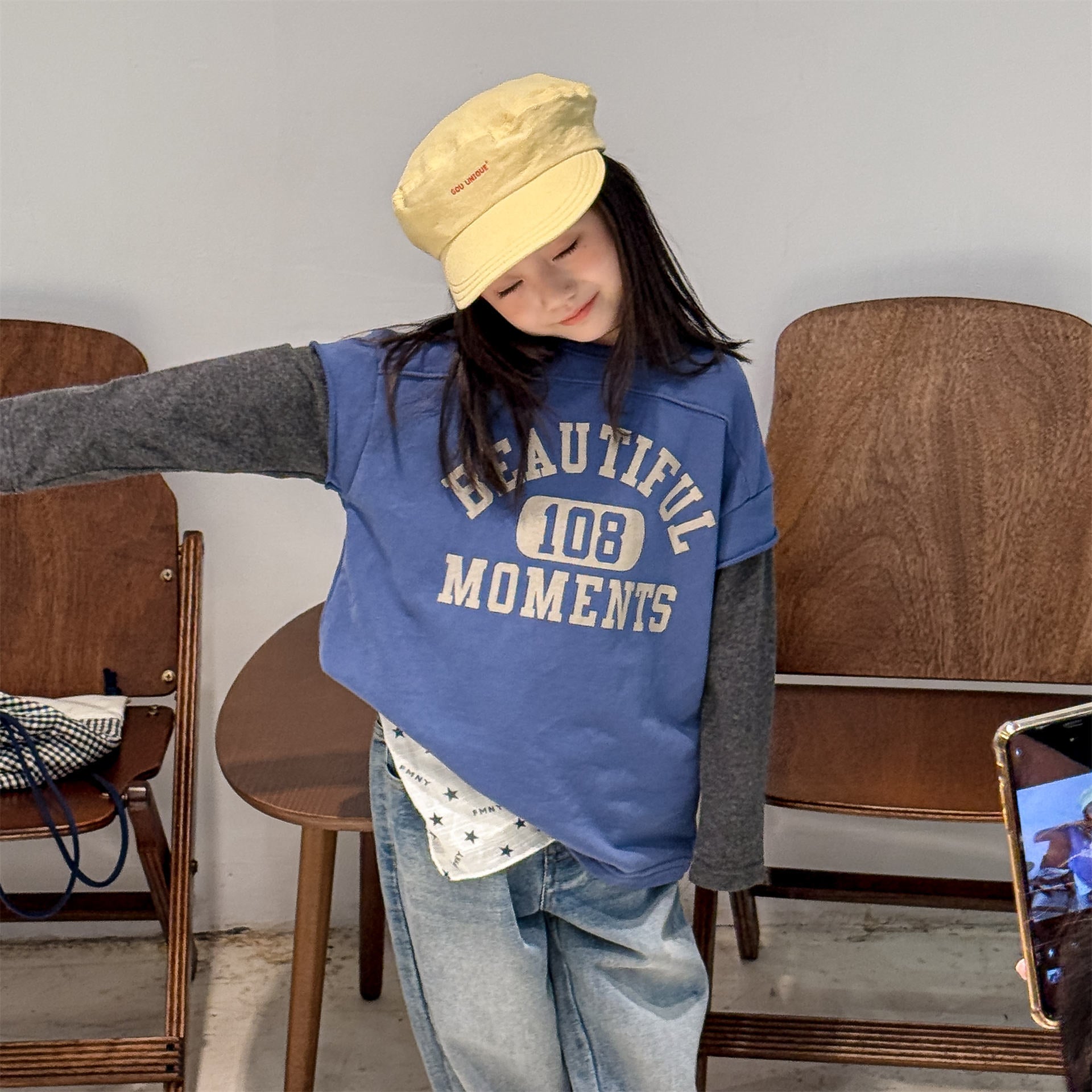 -ロゴプリントベストドッキング長袖Tシャツ スウェット【mh0010806】 - mamahalo shop - 長袖Tシャツ -  べビー服 - 子供服 - 男の子 - 女の子