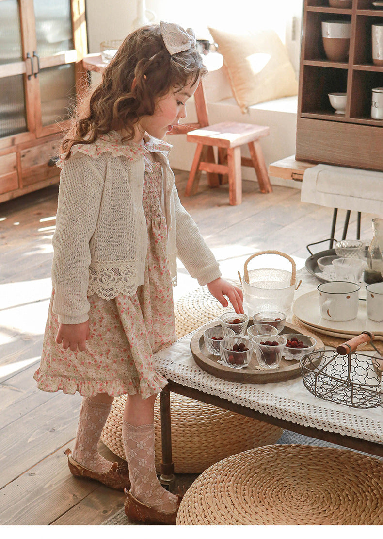 Puff Sleeve Plaid Flower Dress パフスリーブ チェック フラワー ワンピース【mh0001542】