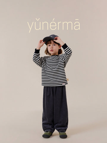 Camiseta de manga larga con bordado de cadena a rayas para niños/as [mh0014264]