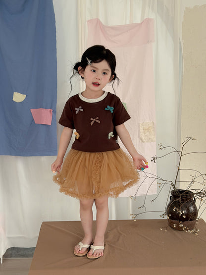 Multi-Bow Layered Neck T-Shirt リボンモチーフ 半袖Tシャツ【mh0013115】