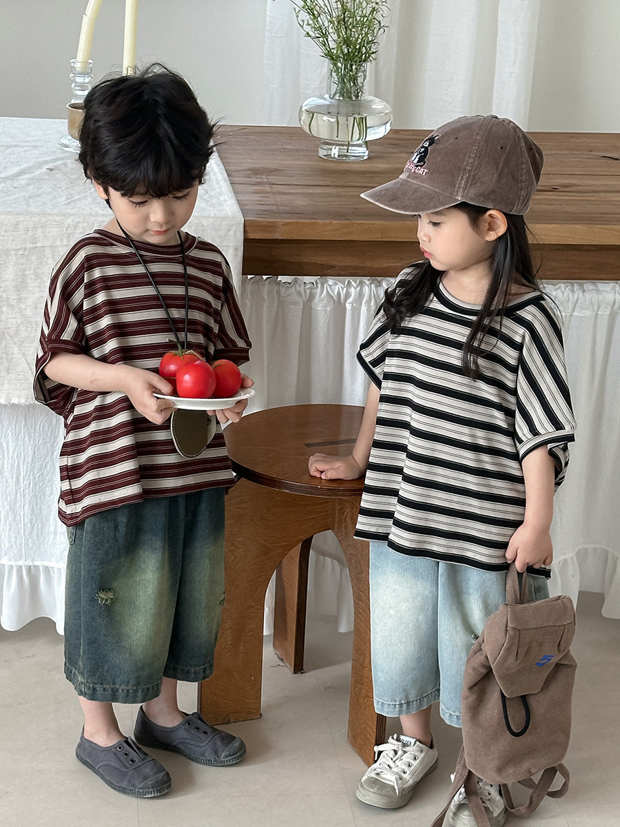Vintage Distressed Wide Denim Capris ヴィンテージ ハーフデニムパンツ【mh0013462】