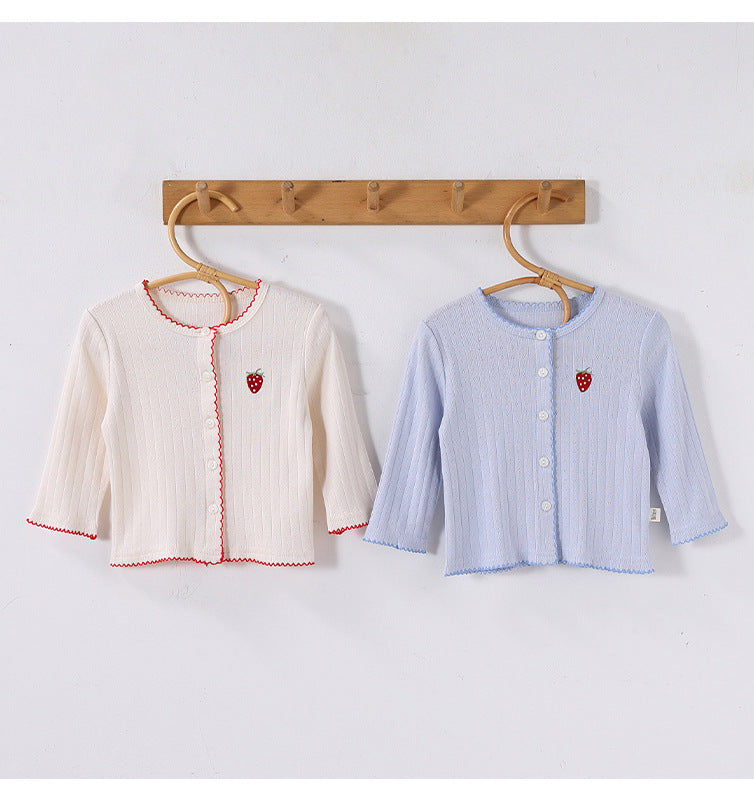 ベビー キッズ ワンポイント 刺繍 長袖 カーディガン【mh0013957】
