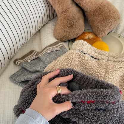 -ボアショートパンツカラーステッチもこもこあったかボトムス【mh0010910】 - mamahalo shop - ハーフパンツ・ショートパンツ -  べビー服 - 子供服 - 男の子 - 女の子