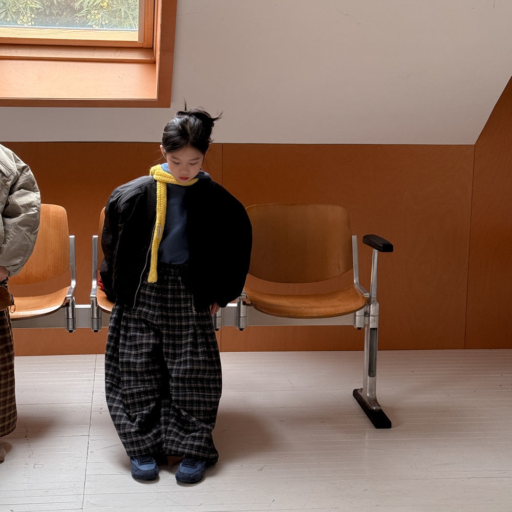 ブルゾンジャケット キッズ 中綿 厚手 ラウンドネック ショート丈 オーバーサイズ アウター【mh0011666】