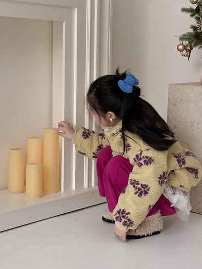 フリースジップアップジャケット フラワー花柄 襟付き【mh0011871】