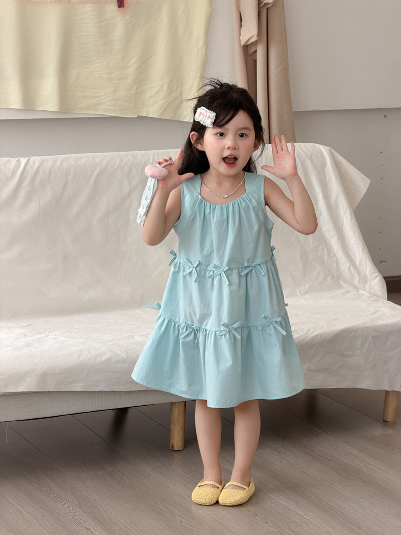 Sleeveless Bow Tiered Dress [mh0012747]