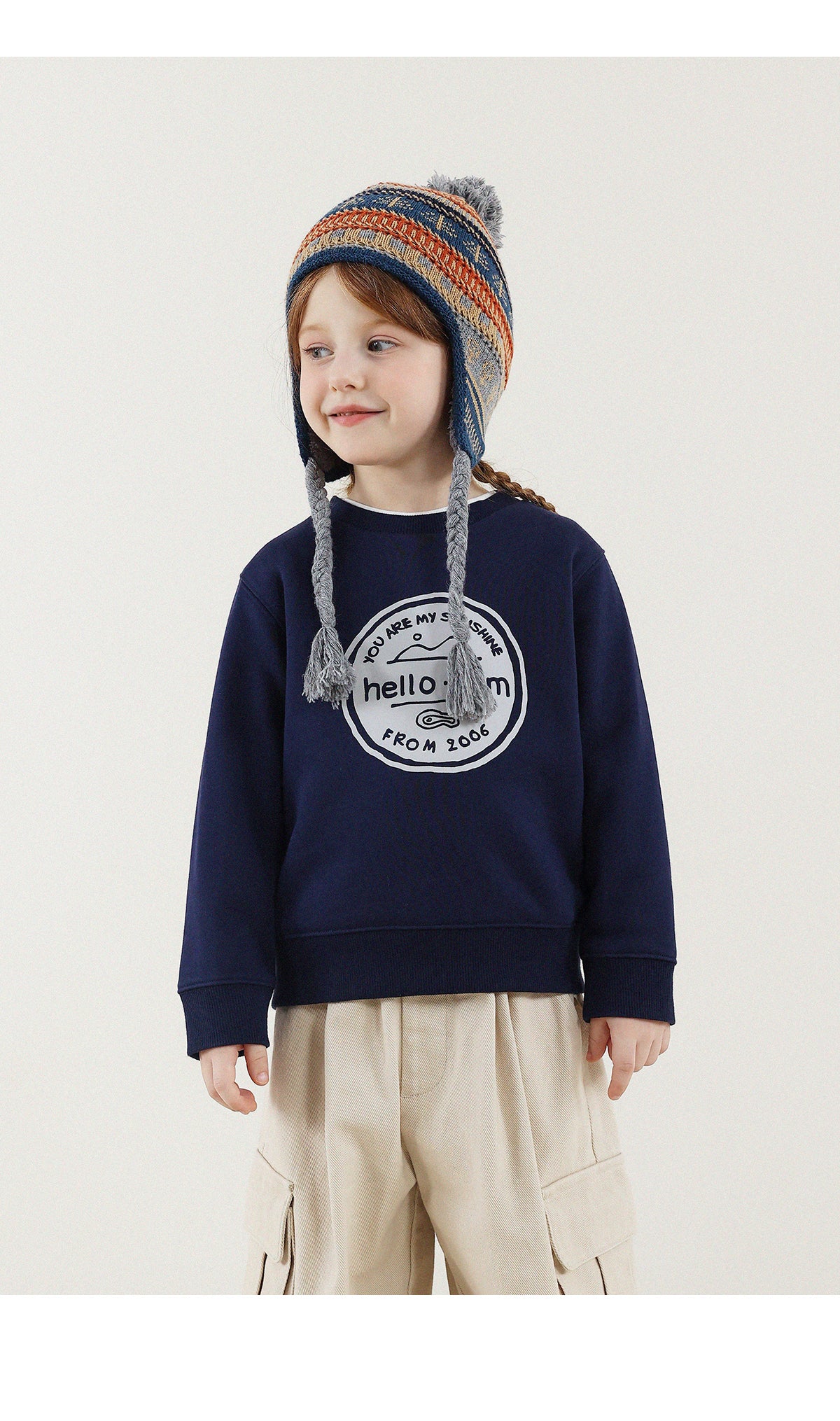 -長袖スウェットシャツ 裏起毛 プリント クルーネック 暖か【mh0011342】 - mamahalo shop - 長袖Tシャツ -  べビー服 - 子供服 - 男の子 - 女の子