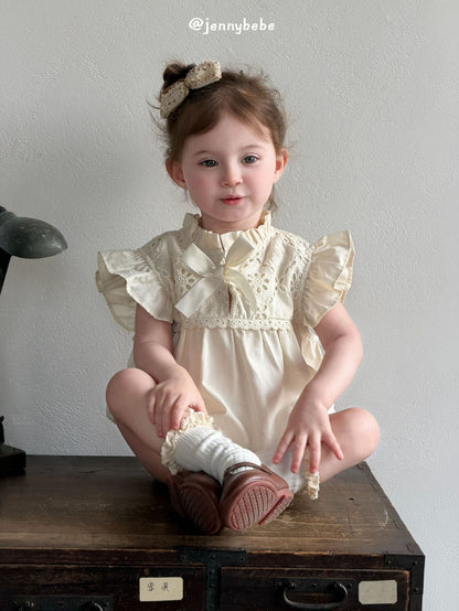 Eyelet Cotton Frill Romper コットン レース 袖フリル ロンパース【mh0012553】
