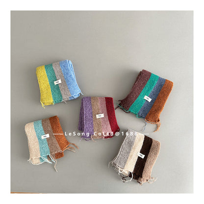 キッズマフラー カラフルストライプ ニット ネックウォーマー【mh0011845】