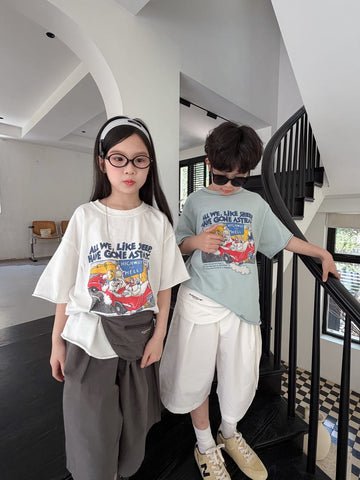 Vintage Sheep Graphic Oversized Top アメコミプリント 半袖Tシャツ【mh0013522】 KUMAI.KIDS 半袖Tシャツ