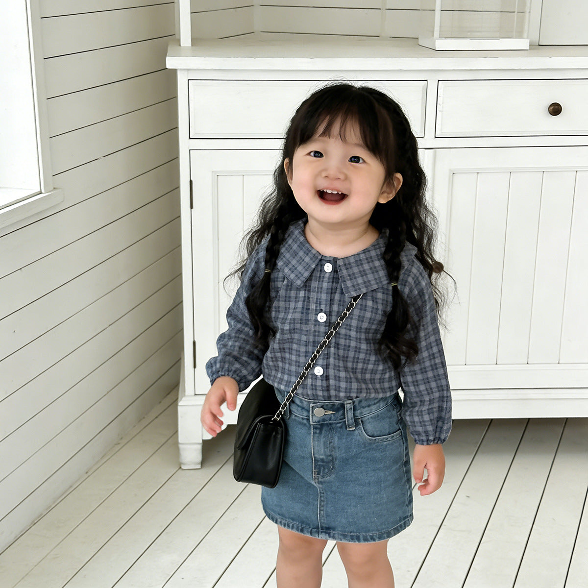 Vintage Plaid Cotton Shirt チェック柄 コットン 長袖シャツ【mh0012498】