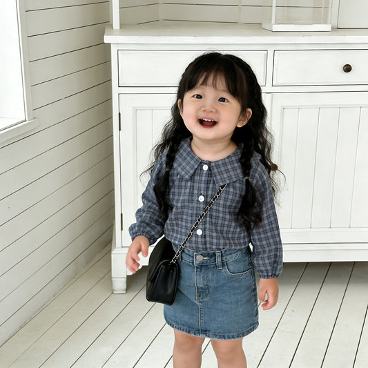 Vintage Plaid Cotton Shirt チェック柄 コットン 長袖シャツ【mh0012498】