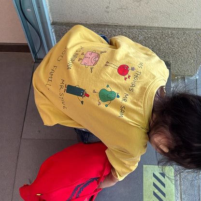 -落書き風キャラクターTシャツ ロゴ入りバックプリント長袖Tシャツ【mh0011065】 - mamahalo shop - 長袖Tシャツ -  べビー服 - 子供服 - 男の子 - 女の子