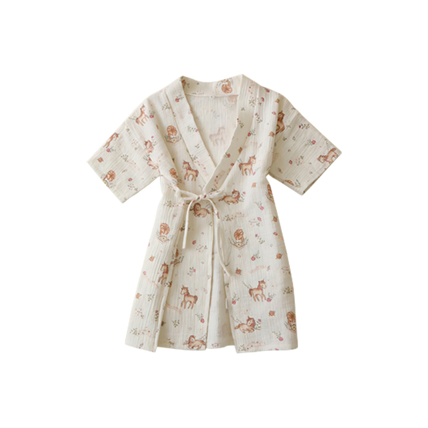 Printed Cotton Gauze Yukata Bathrobe [mh0012598]
