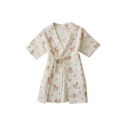 Printed Cotton Gauze Yukata Bathrobe [mh0012598]