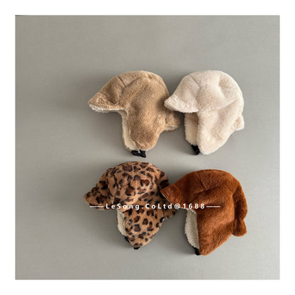 キッズ帽子 レオパード ボアフリース フライトキャップ 耳当て付き【mh0011817】