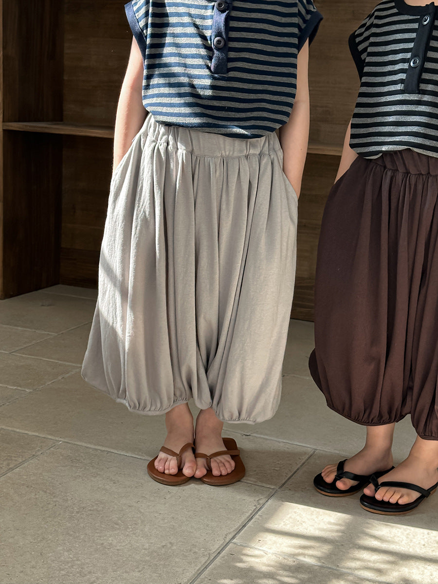 Solid Lantern Cotton Pants バルーン ロングパンツ【mh0013460】