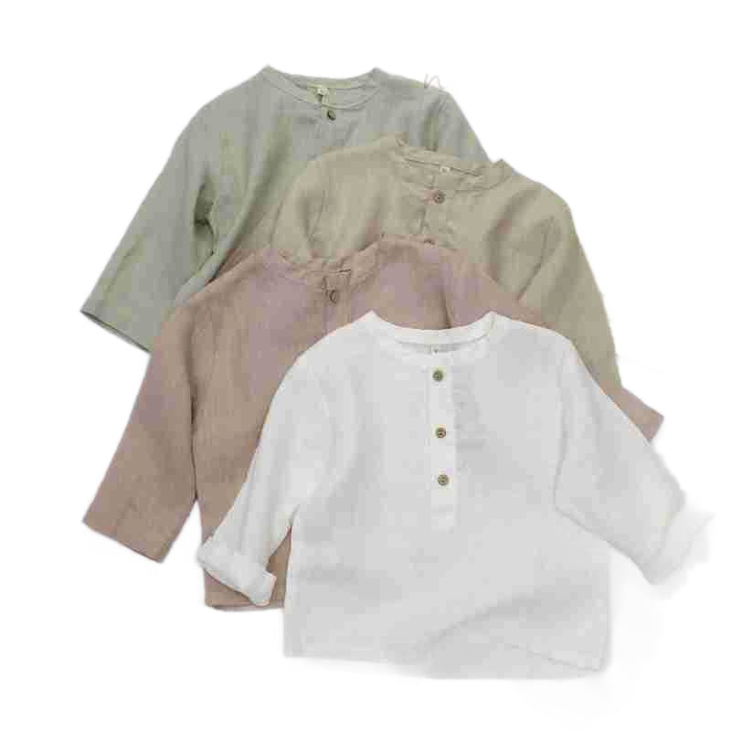 Minimalist Button Linen Shirt ナチュラルリネン 長袖シャツ【mh0013628】