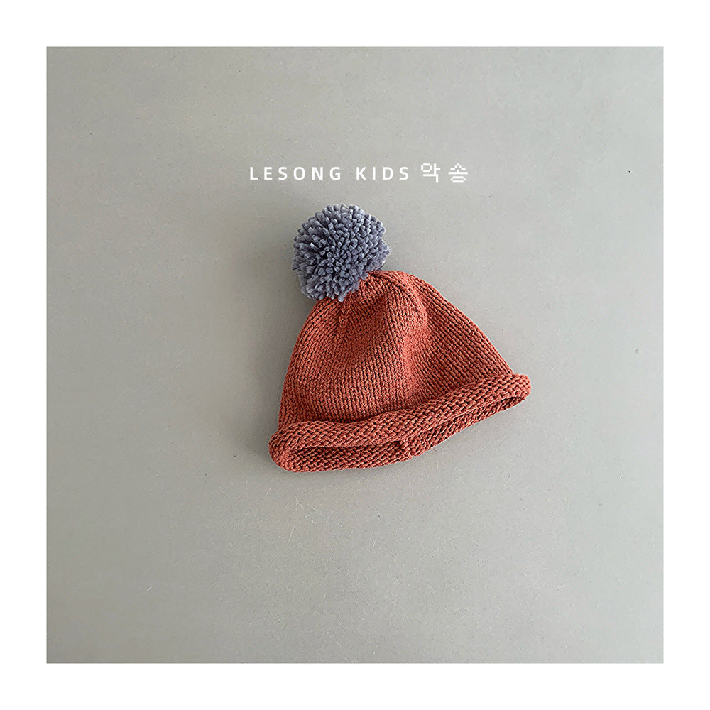 キッズ帽子 ニット ぽんぽん ロールブリム ニットキャップ【mh0011806】