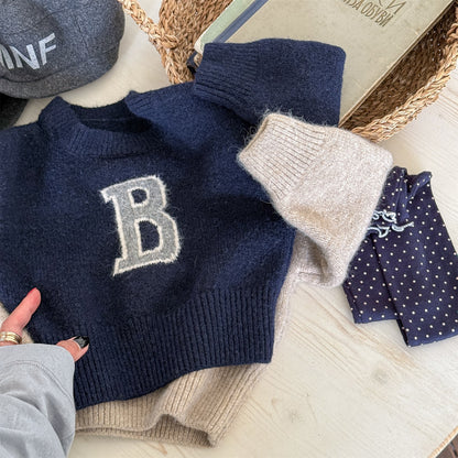 -ビッグワッペンニットセータープルオーバー【mh0010813】 - mamahalo shop - ニット・セーター -  べビー服 - 子供服 - 男の子 - 女の子