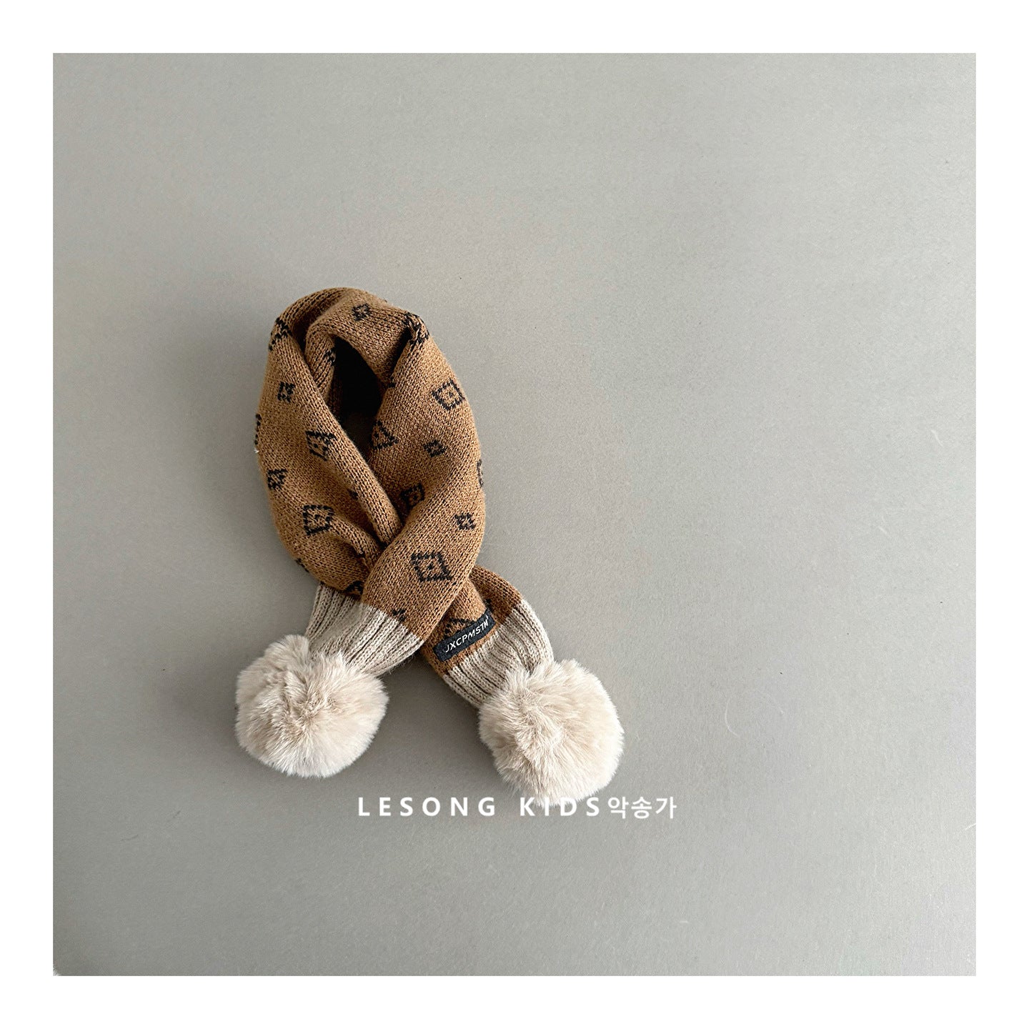 キッズマフラー ニット ボンポン付き ネックウォーマー【mh0011798】