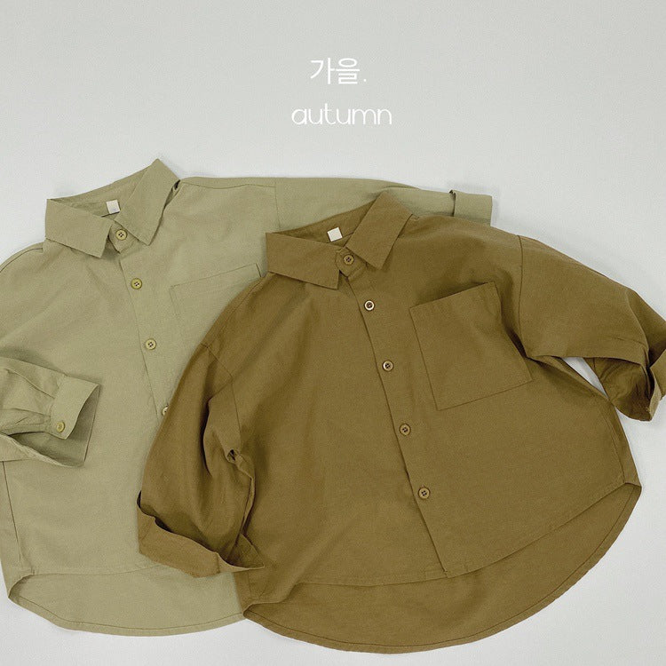 Camisa de manga larga holgada con bolsillos para niños【mh0013927】