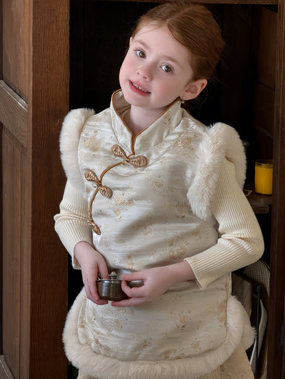 チャイナスタイルベスト ボアファー 防寒ベスト【mh0011882】