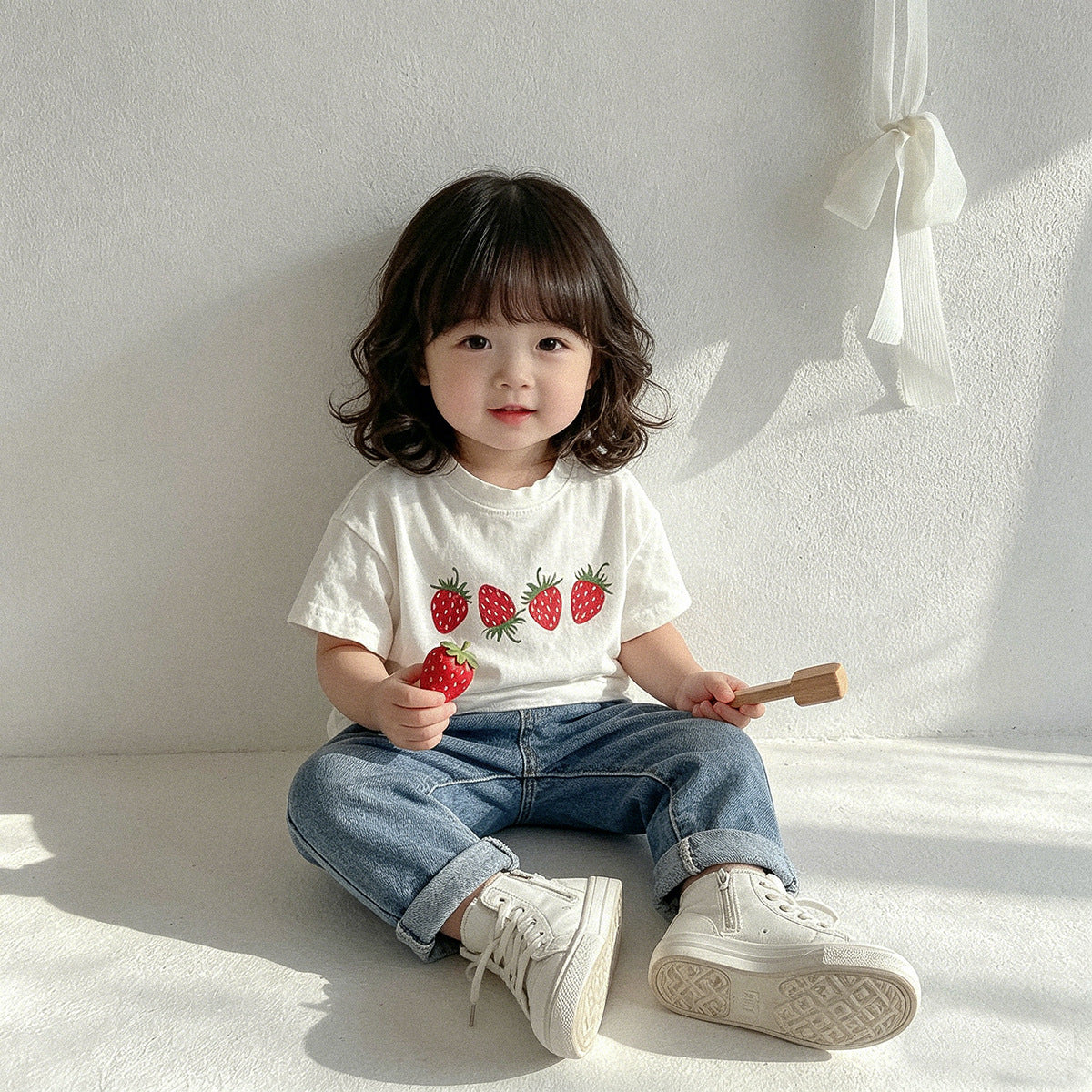 Strawberry Print Crewneck Tee ストロベリー 半袖Tシャツ【mh0013612】