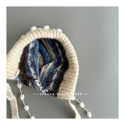 キッズ帽子 ニット タッセル フェアアイル ニットキャップ【mh0011807】