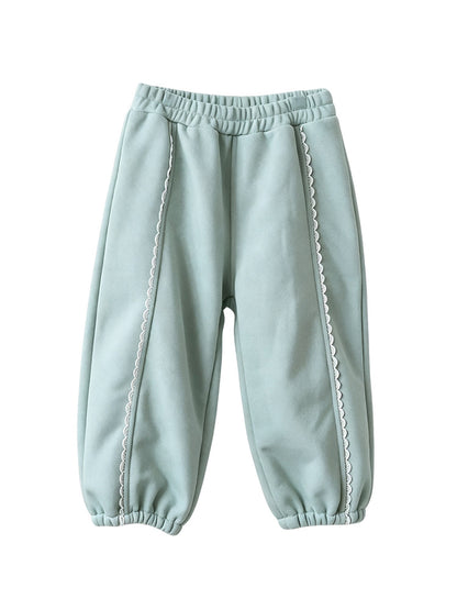 【mh0014801】2026 Otoño Nuevo Strawberry Shan Coreano Niños Niñas Elegante Encaje Holgado Versátil Casual Deportes Pantalones de Chándal