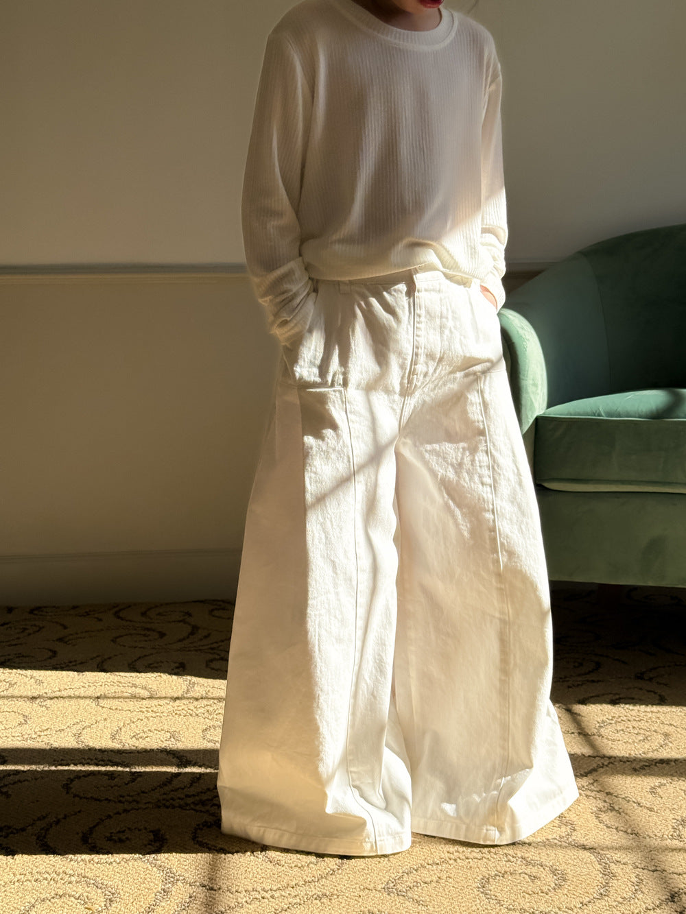 -無地ストレートワイドパンツ ゆったりカジュアルロングパンツ【mh0010777】 - mamahalo shop - ロングパンツ・スウェットパンツ -  べビー服 - 子供服 - 男の子 - 女の子