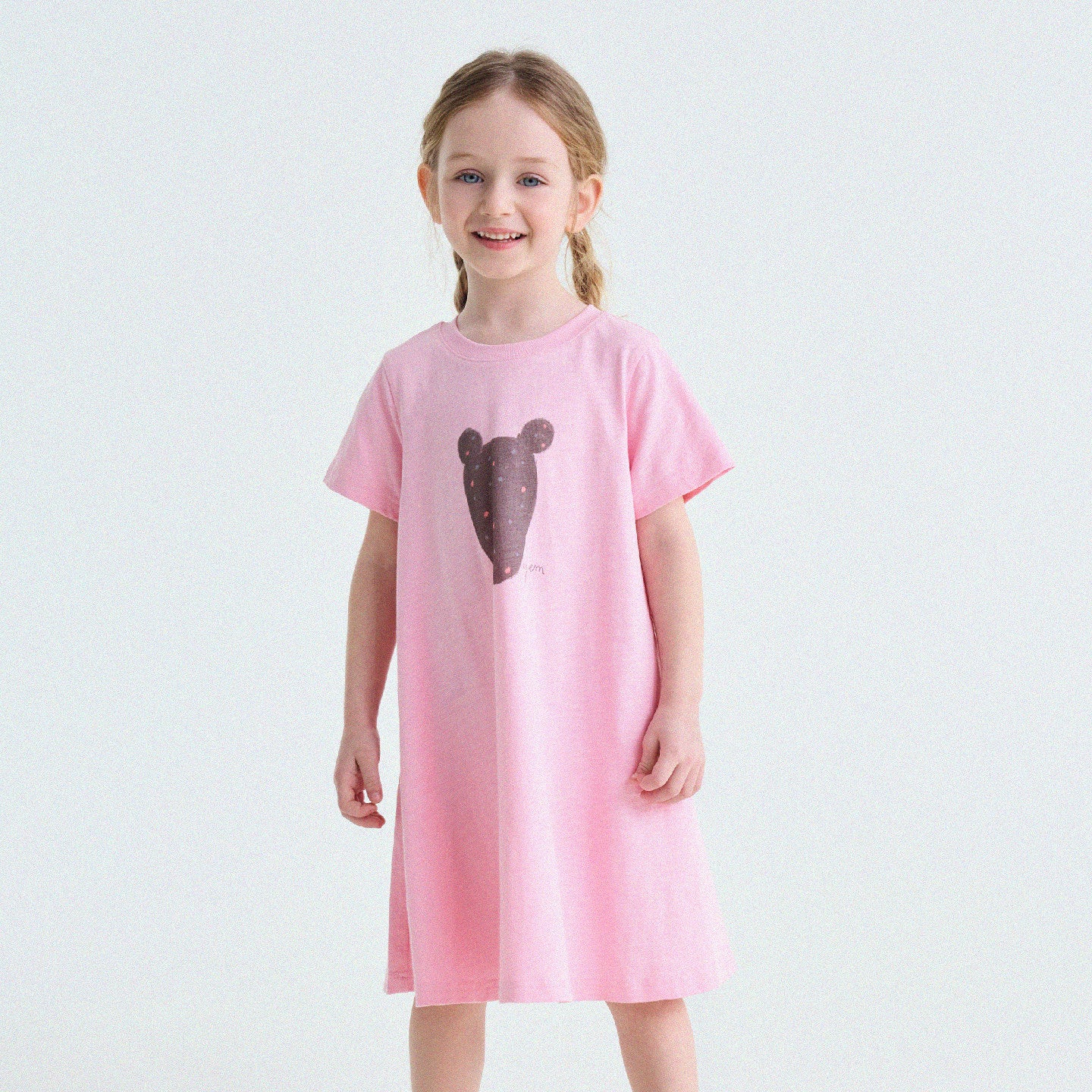 Rabbit Print A-line T-shirt Dress Aライン 半袖ワンピース【mh0013189】