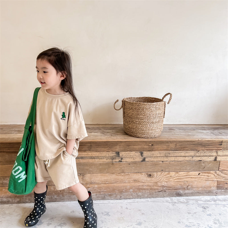 Kids Dinosaur One-Point Short-Sleeve T-Shirt & Shorts Set [mh0000881]